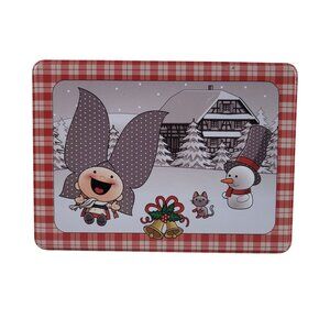 Lovely Elsa Christmas Tin Plaid Alsace France Mascot Mischievous Generous Souven